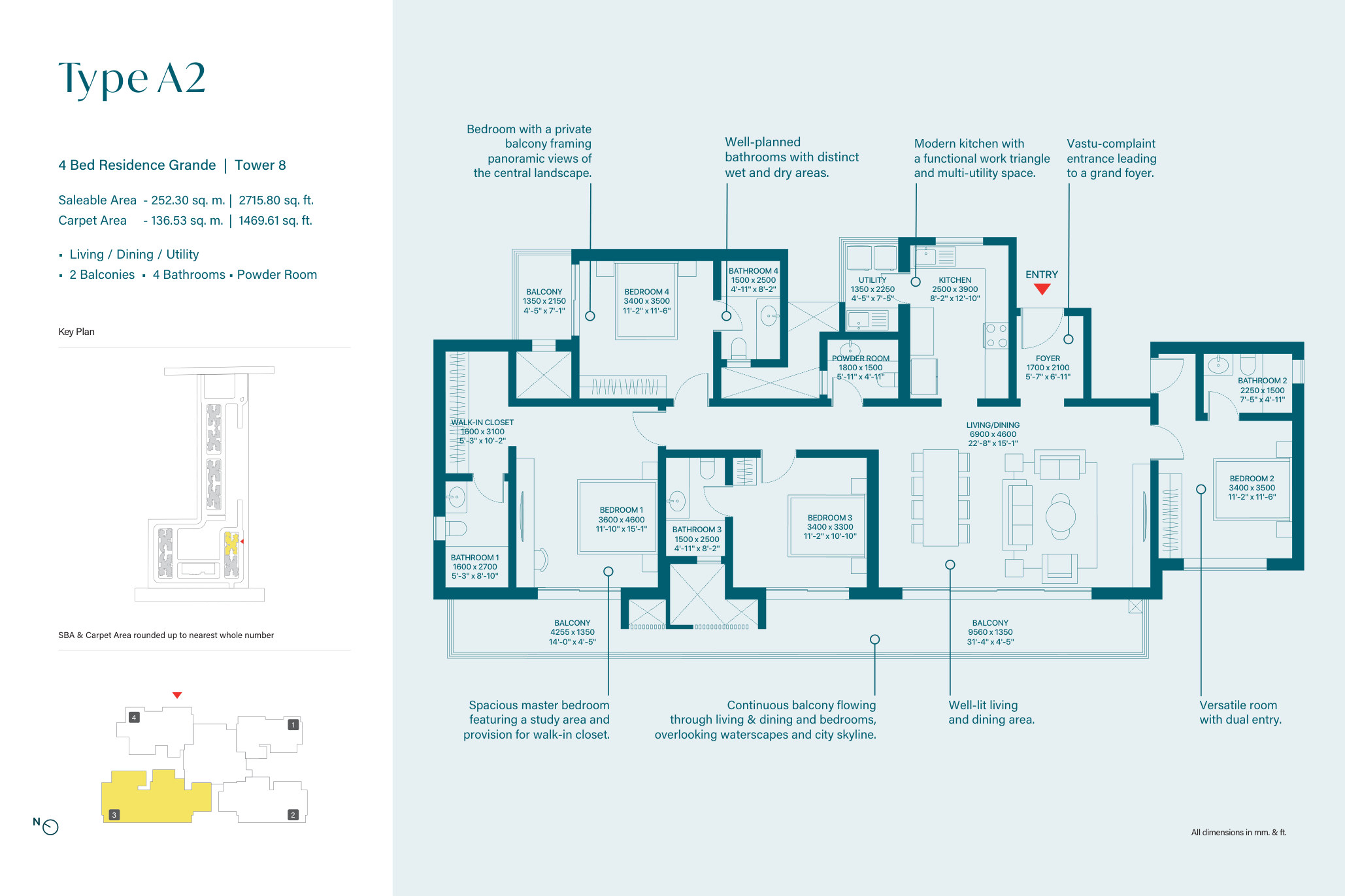 SOBHA Rivana 4 BHK Floor Plan Layout PDF — Sector 1 Greater Noida West